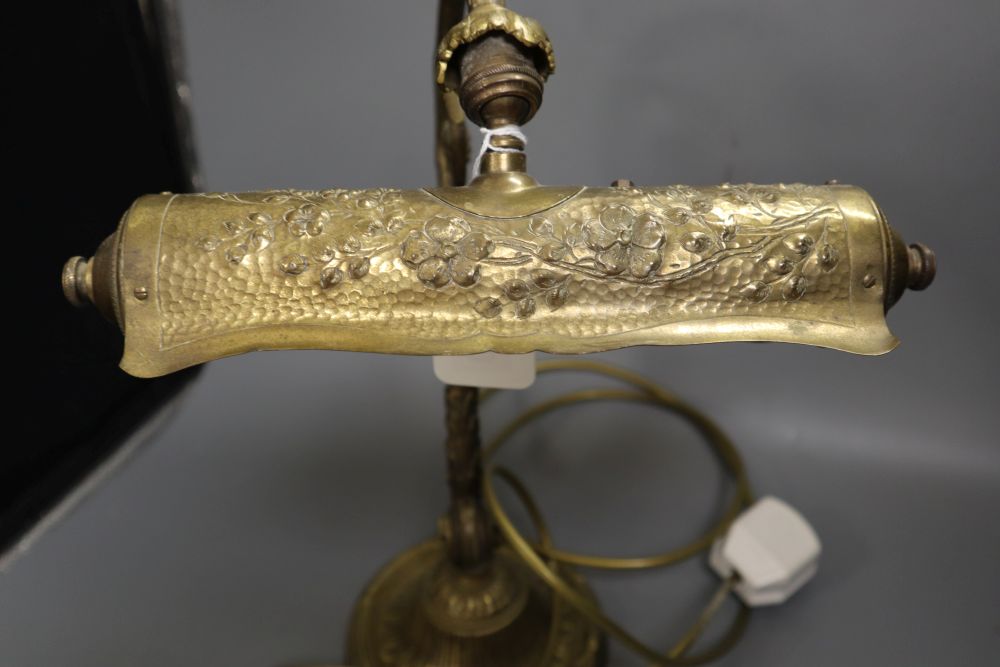 A 19th century brass desk lamp, height 36cm